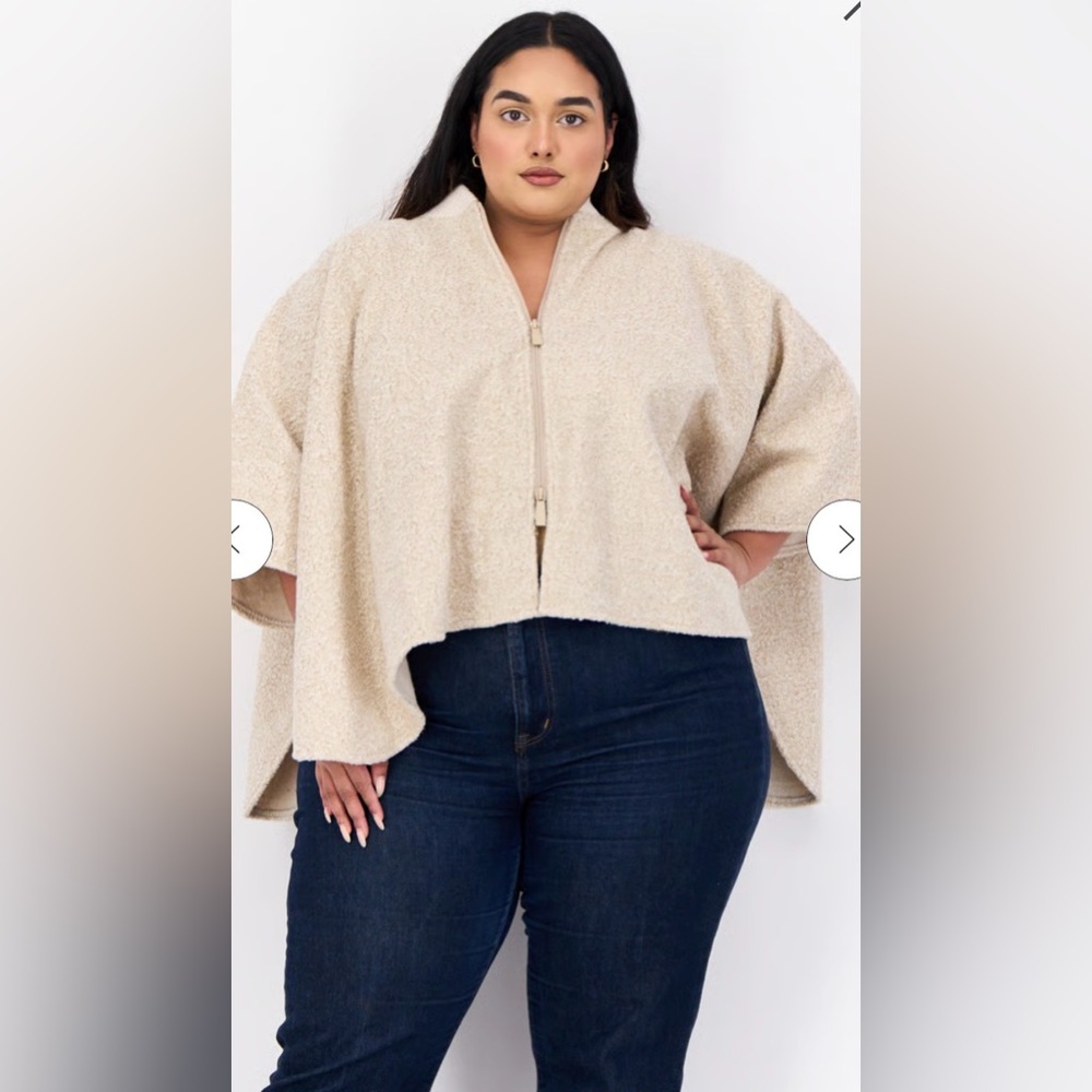 Canada Weather Gear  Women Textured Ruana Shawl Poncho Ivory NWT one size